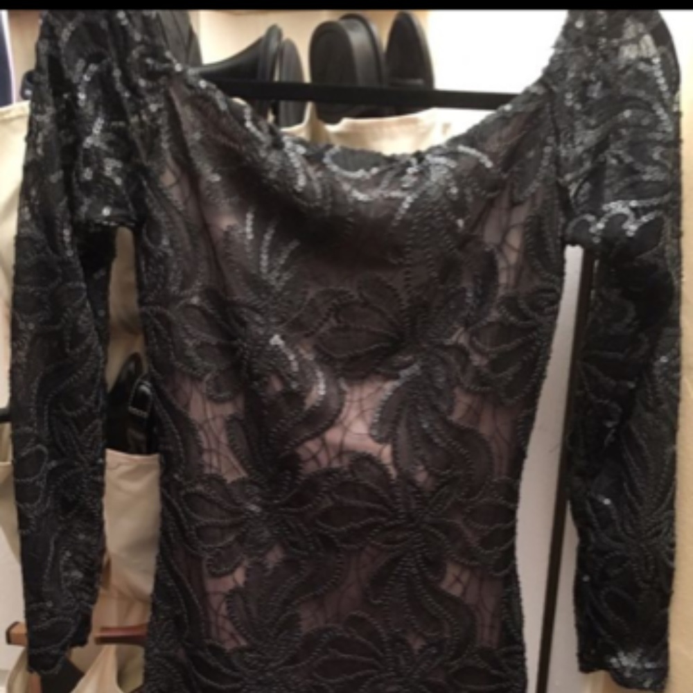 black sequined slip on dress